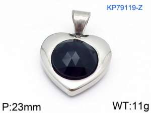 Stainless Steel Stone & Crystal Pendant - KP79119-Z