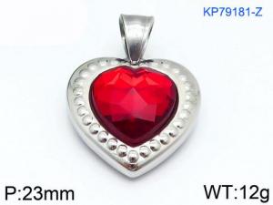 Stainless Steel Stone & Crystal Pendant - KP79181-Z