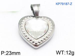 Stainless Steel Stone & Crystal Pendant - KP79187-Z