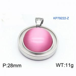Women Stainless Steel Round Pendant with Pink Shell Charm - KP79222-Z