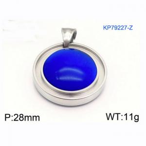 Women Stainless Steel Round Pendant with Sea Blue Shell Charm - KP79227-Z