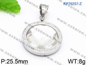 Stainless Steel Stone & Crystal Pendant - KP79257-Z