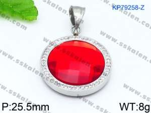 Stainless Steel Stone & Crystal Pendant - KP79258-Z