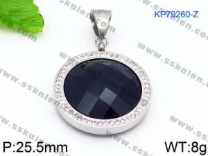 Stainless Steel Stone & Crystal Pendant - KP79260-Z