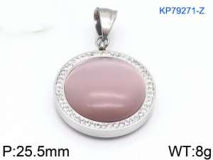 Stainless Steel Stone & Crystal Pendant - KP79271-Z