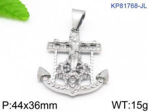 Stainless Steel Stone & Crystal Pendant - KP81768-JL