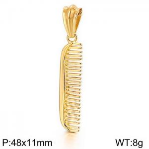 Fashion hip-hop style comb men's stainless steel Gold-plating Pendant - KP94725-BDJX