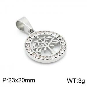 Stainless Steel Stone & Crystal Pendant - KP97648-Z