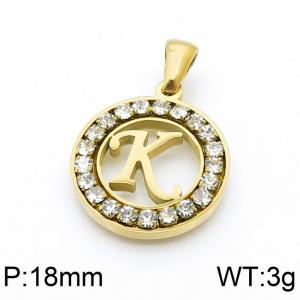 Stainless Steel Stone & Crystal Pendant - KP98589-LB