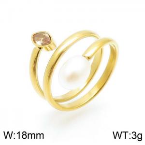 Stainless Steel Gold-plating Ring - KR100015-YX