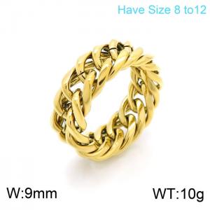 Cold neutral style polished chain double woven Cuban chain Gold-plating Ring - KR101920-KFC