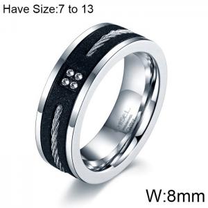 Stainless Steel Stone&Crystal Ring - KR102981-WGAS