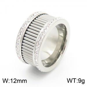 Stainless Steel Stone&Crystal Ring - KR103665-K