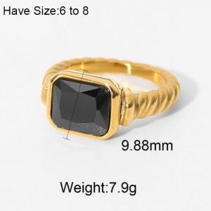 Stainless Steel Stone&Crystal Ring - KR103843-WGJD