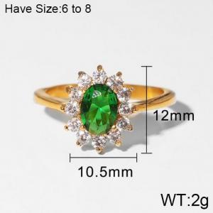 Stainless Steel Stone&Crystal Ring - KR103858-WGJD