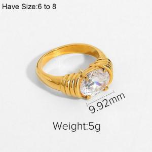 Stainless Steel Stone&Crystal Ring - KR103865-WGJD