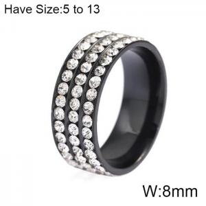 Stainless Steel Stone&Crystal Ring - KR103948-WGQZ
