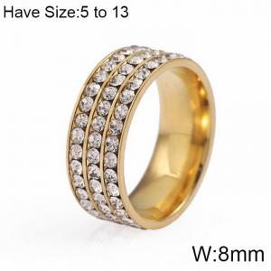 Stainless Steel Stone&Crystal Ring - KR103949-WGQZ