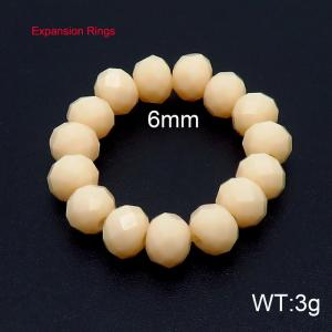 Hand make simple plastic bead light brown classic expansion ring - KR104374-Z