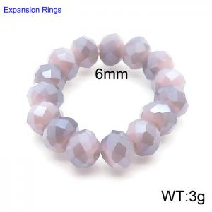 Hand make simple plastic bead white mixed color ring - KR104385-Z