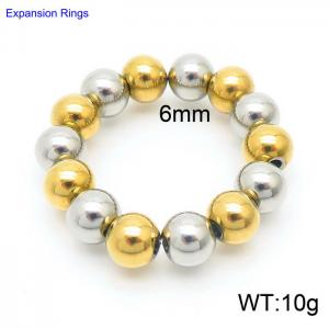 Hand make stainless steel simple bead silver&gold classic expansion ring - KR104396-Z
