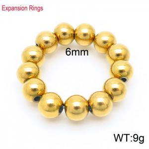 Hand make stainless steel simple bead gold classic expansion ring - KR104398-Z