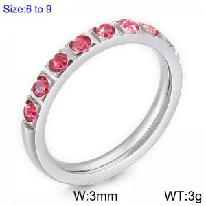 Stainless Steel Stone&Crystal Ring - KR104537-K