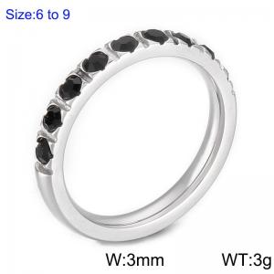 Stainless Steel Stone&Crystal Ring - KR104539-K