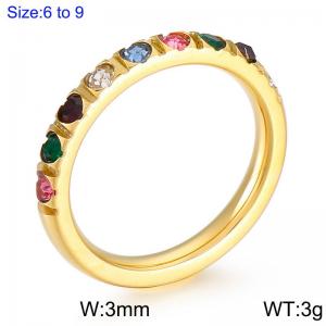 Stainless Steel Stone&Crystal Ring - KR104545-K