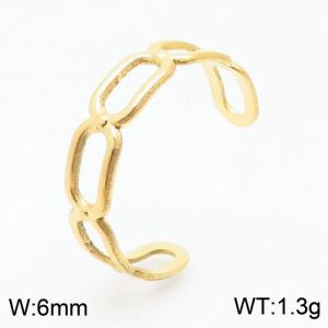 Gold Color Stainless Steel Hollow Square Open Ring Women Fashion Simple Jewelry - KR105020-KFC
