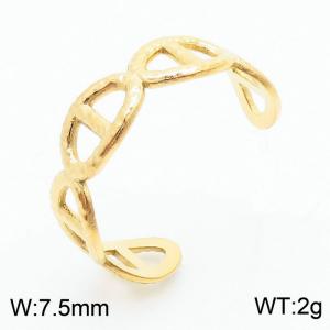 Gold Color Stainless Steel Crossover Open Ring Women's Fashion Classic Geometry Jewelry - KR105062-KFC