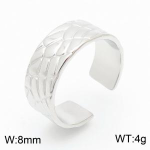 French Luxury Vintage Irregular Texture Open Silver Women's Stainless Steel Ring - KR105253-KFC