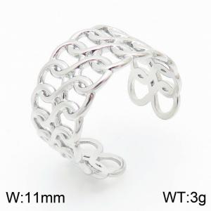 Trendy Hollow Wide Open Women's Stainless Steel Silver Infinite Symbol Ring - KR105268-KFC