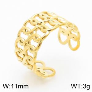 Trendy Hollow Wide Open Women's Stainless Steel Gilded Infinite Symbol Ring - KR105269-KFC