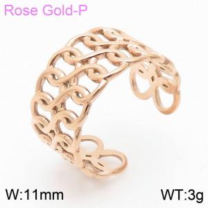 Trendy Hollow Wide Open Women's Stainless Steel Rose Gold Infinite Symbol Ring - KR105270-KFC