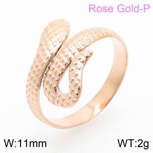 Vintage Punk Snake Stainless Steel Women's Rose Gold Ring - KR105285-KFC