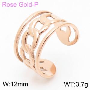 Fashionable Opening Women's Rose Gold Stainless Steel Chain Ring - KR105363-KFC