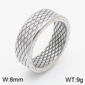 8mm Silver Color Stainless Steel 304 Ring Men New In Trendy diamond pattern - KR105818-KFC