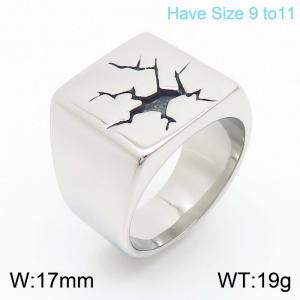 Geometry Square Shiny Earthquake Fissure Ring Men Stainless Steel 304 #9-#11 - KR105940-GC