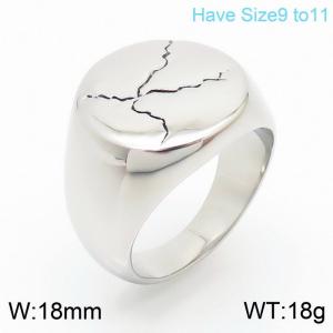 Geometry Round Shiny Earthquake Fissure Ring Men Stainless Steel 304 #9-#11 - KR105941-GC