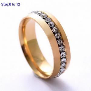 Stainless Steel Stone&Crystal Ring - KR106131-WGRH