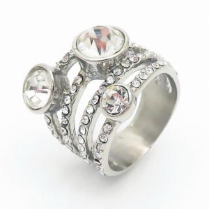 Stainless Steel Stone&Crystal Ring - KR106203-LK