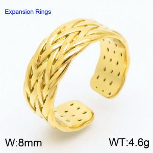 Minimalist braided stainless steel women's open ring - KR106487-KFC