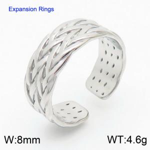 Minimalist braided stainless steel women's open ring - KR106488-KFC