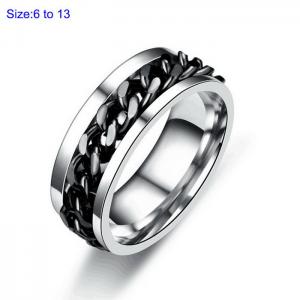 Stainless Steel Black-plating Ring - KR107673-WGDC