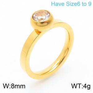 Retro style senior sense round white diamond women's stainless steel ring - KR107841-K