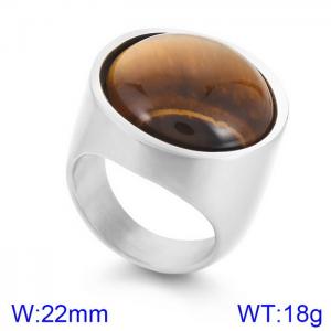 Stainless Steel Stone&Crystal Ring - KR108096-K