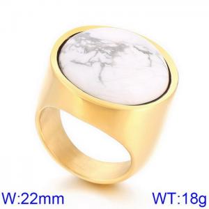 Stainless Steel Stone&Crystal Ring - KR108097-K