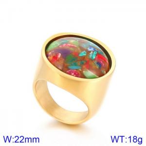 Stainless Steel Stone&Crystal Ring - KR108099-K