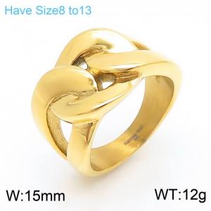 Unisex Casual Gold-Plated Stainless Steel Intertwined Knot Jewelry Ring - KR108139-KJX